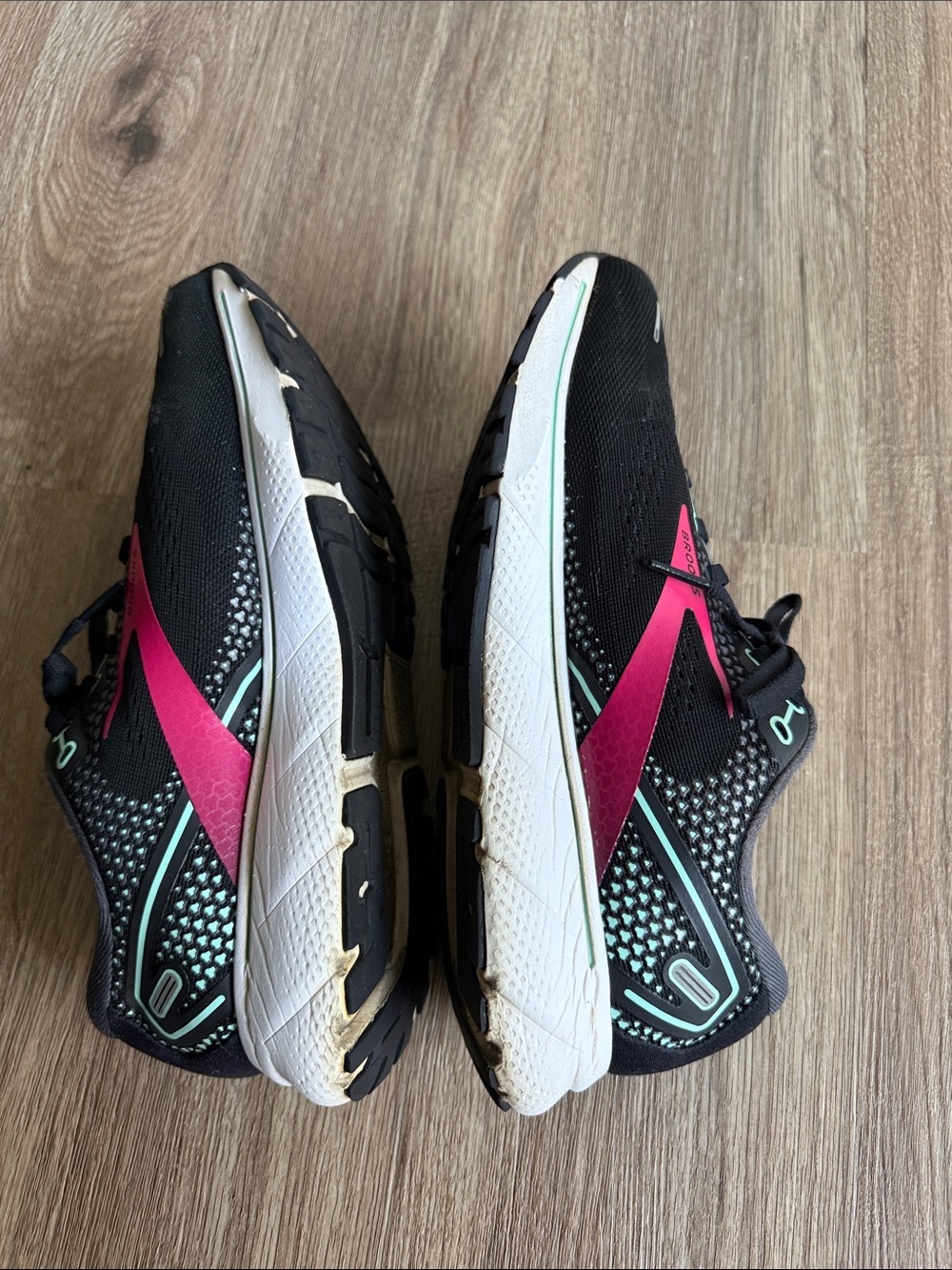 Brooks Ghost 14 Women’s Black and Pink Athletic Running Sneakers w/ Teal Size 9 - Picture 8 of 11
